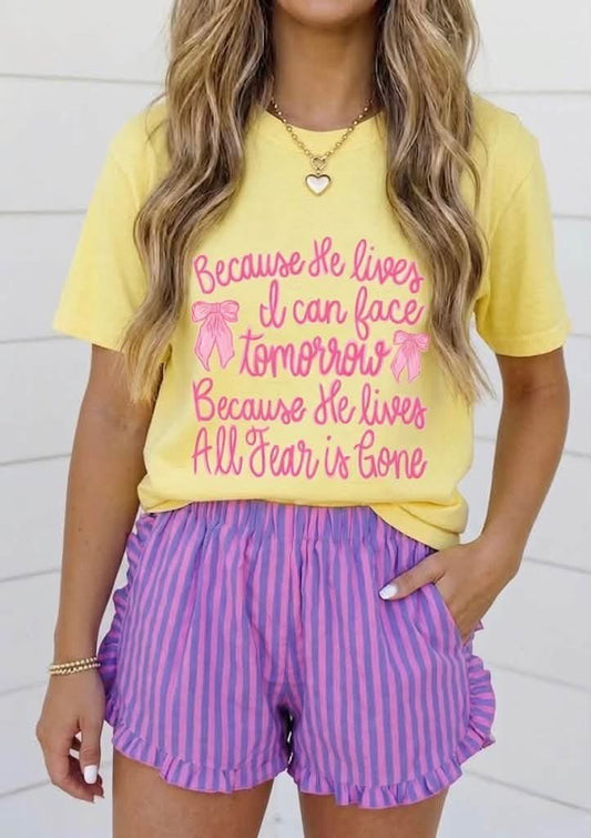 Because He Lives Comfort Colors Tee | All Fear Is Gone Christian Graphic Shirt