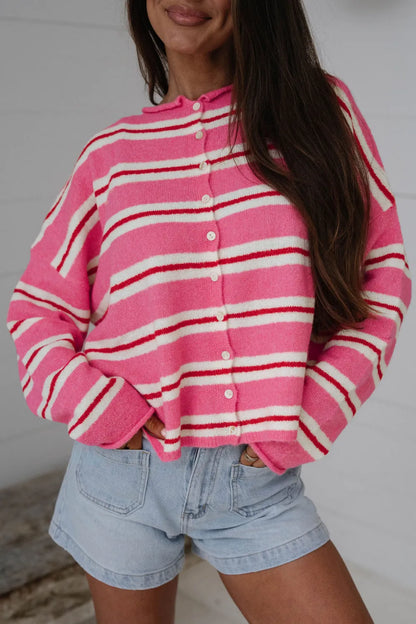 ~PREORDER~ Pink Peppermint Stripe Button Cardigan ~PREORDER~