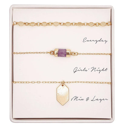 “3‑Piece Assorted Layering Pendant Necklace Set in Gift Box”

“Everyday layering necklace trio – 16, 17 & 18-inch chains”

“Chic pendant layering set ready to gift from B7 Boutique”