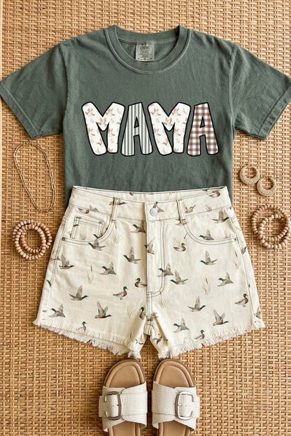 ~PREORDER ~ Beige Wild Duck Mallard High Waist Frayed Denim Shorts ~PREORDER ~