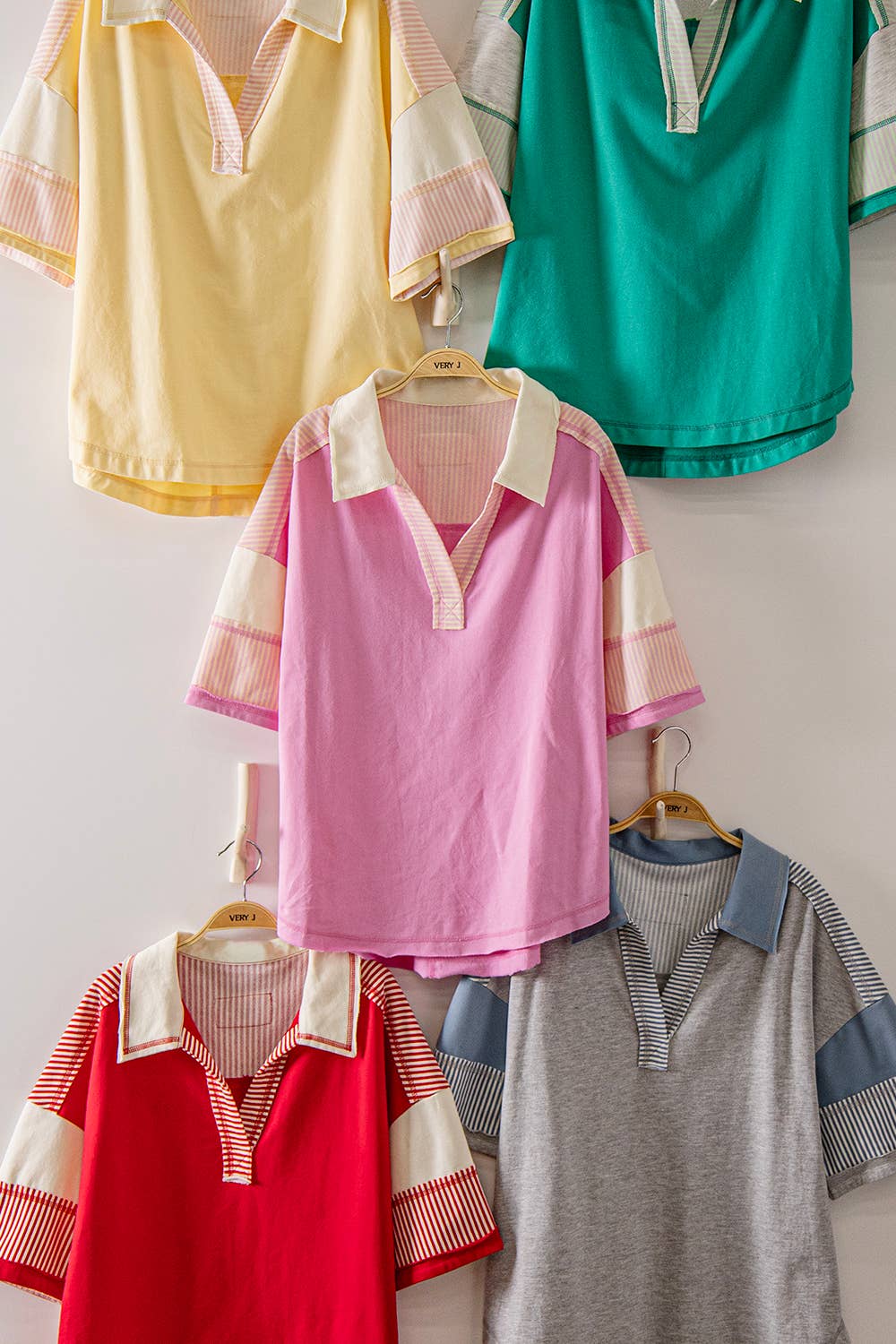 Oversized Collared Knit Top | Contrast Detail Half Sleeve Casual Shirt