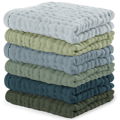 Muslin Baby Washcloths, Soft 10"x10" Cotton by Comfy Cubs