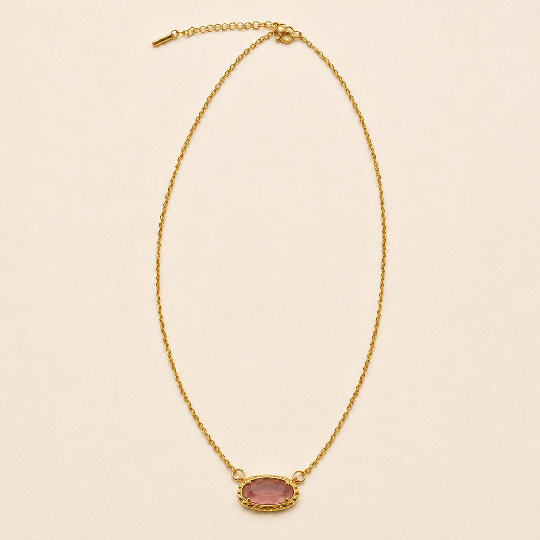 Emerald Glow Bezel Necklace | Gold Oval Gemstone Pendant Necklace
