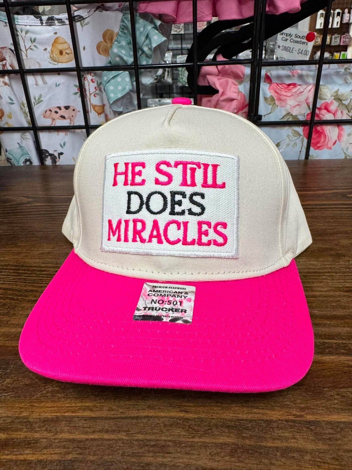 He Still Does Miracles Trucker Hat | Pink Christian Faith Cap
