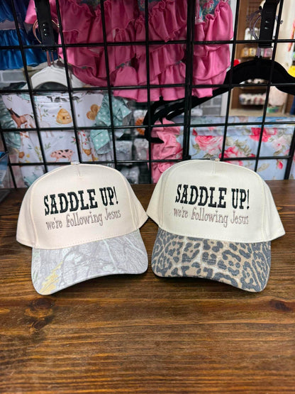 Saddle Up We’re Following Jesus Hat | Christian Western Embroidered Cap