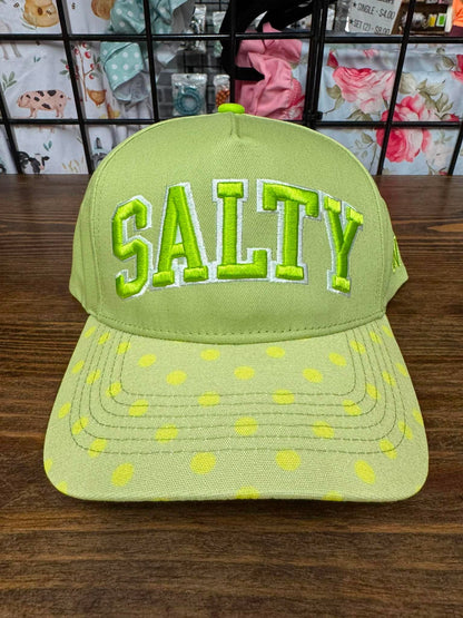 Salty Embroidered Hat | Green Polka Dot Statement Cap
