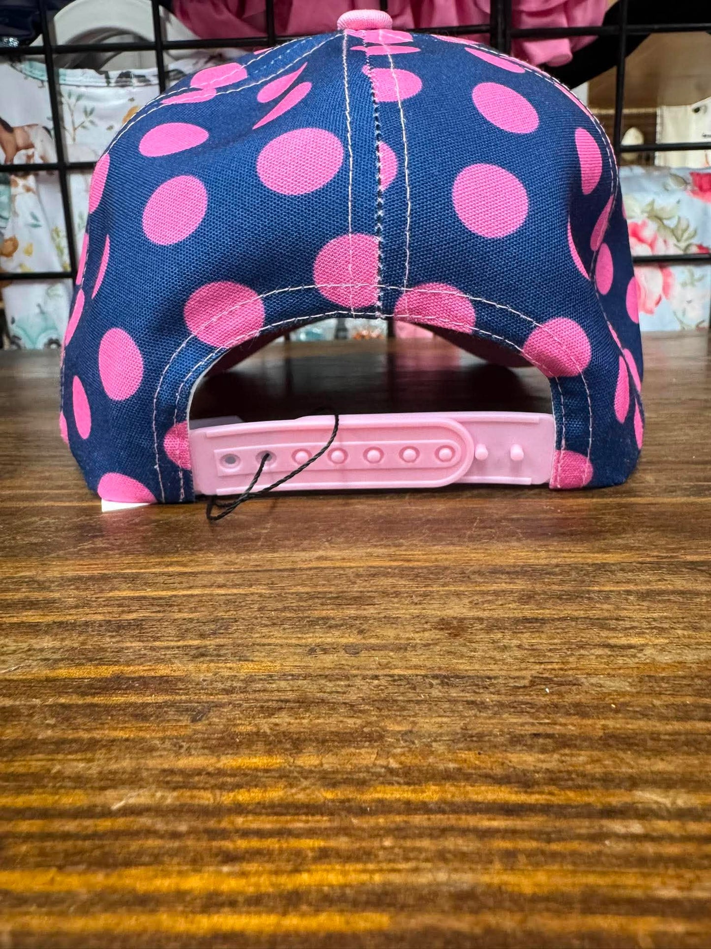Very Sweary Embroidered Hat | Navy & Pink Polka Dot Statement Cap