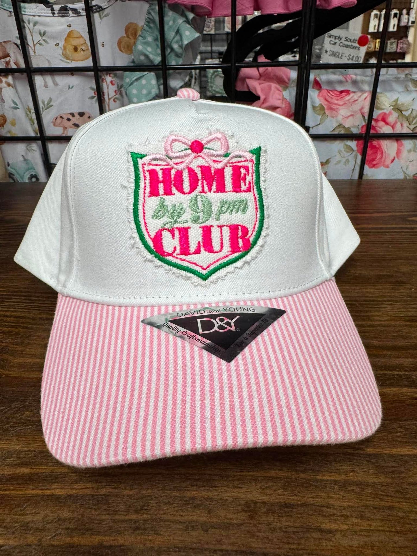 Home Club Embroidered Hat | Pink Stripe Homebody Boutique Cap