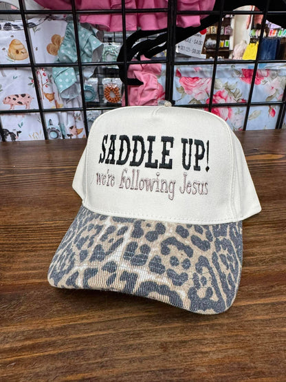 Saddle Up We’re Following Jesus Hat | Christian Western Embroidered Cap