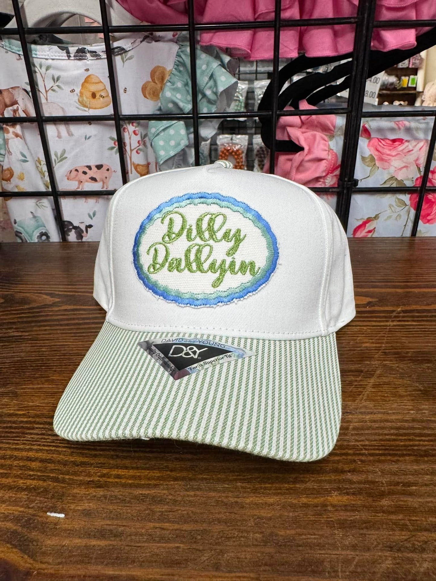 Dilly Dallyin’ Embroidered Hat | Blue Stripe Boutique Cap