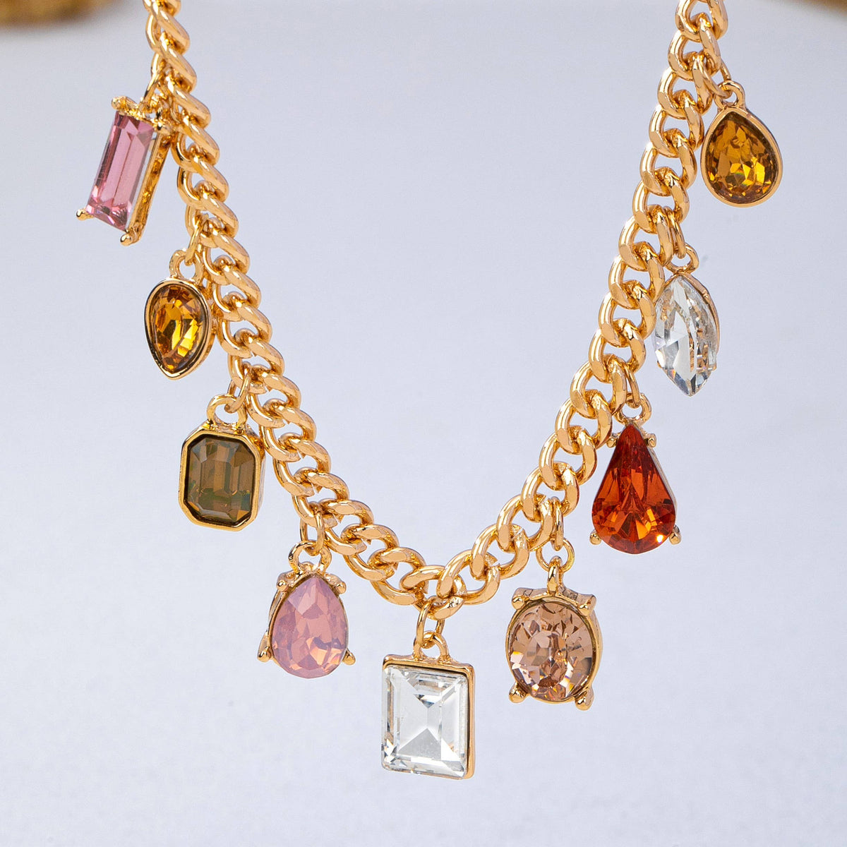 Golden Hour Charm Necklace | Earth Tone Crystal Charm Necklace