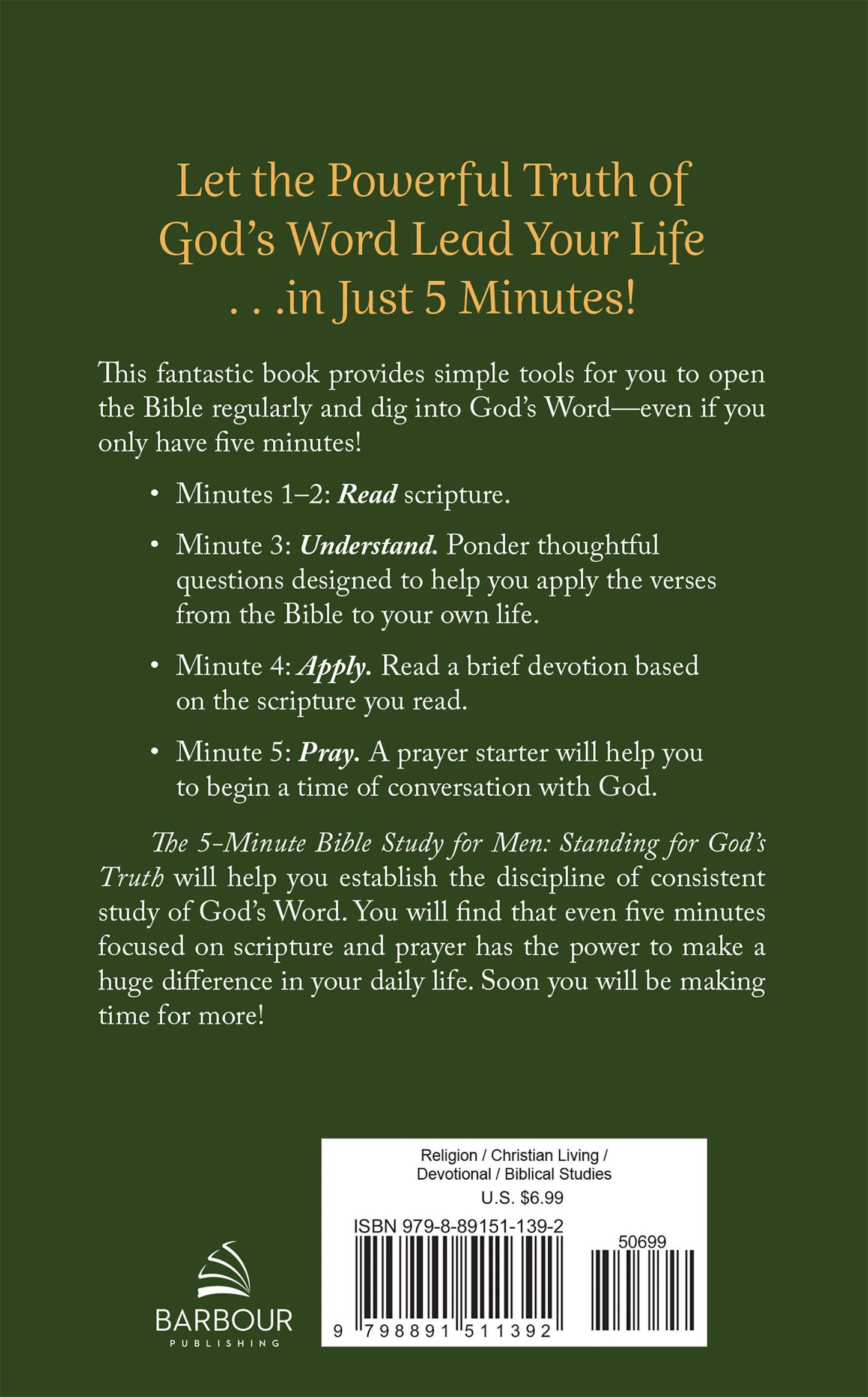 The 5-Minute Bible Study for Men: Standing for God’s Truth – Daily 5-Minute Devotional (Paperback)