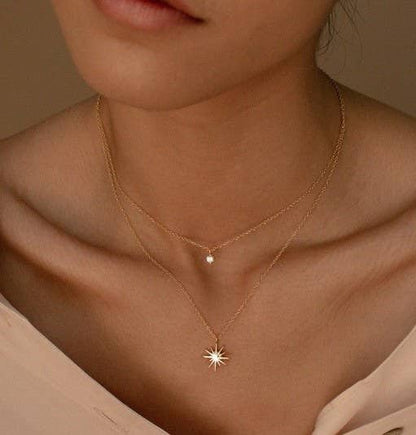 Starry Little Thing Necklace | 18K Stainless Steel Layered Rhinestone Necklace