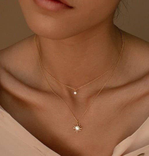 Starry Little Thing Necklace | 18K Stainless Steel Layered Rhinestone Necklace