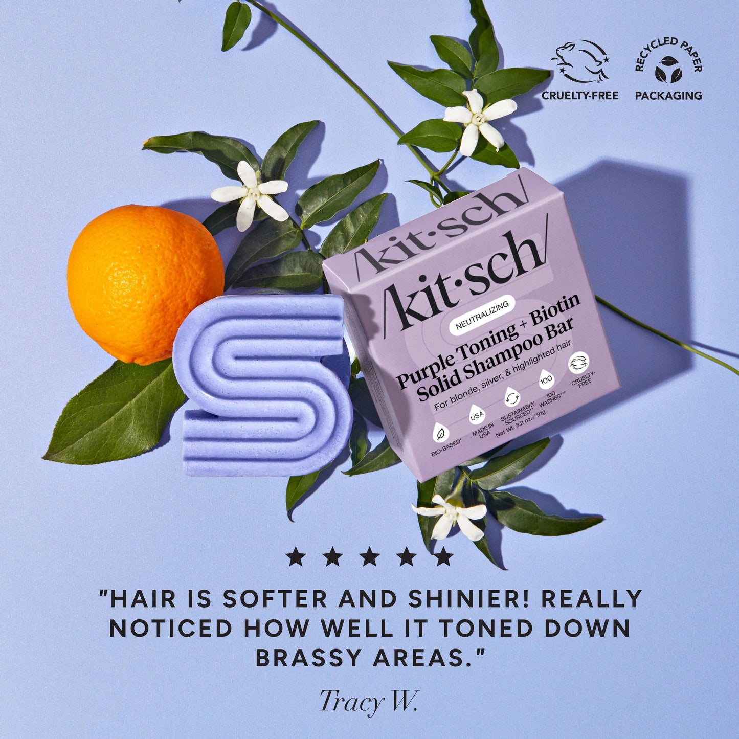 Purple Toning Shampoo & Conditioner Bar Combo for Color-Treated & Grey Hair by Kitsch