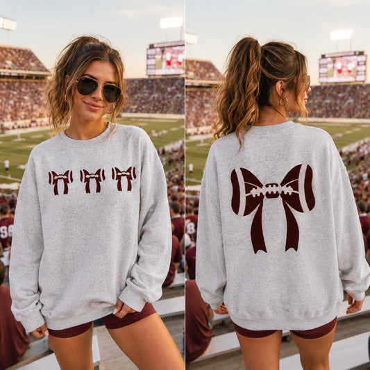 ~PREORDER ~ Game Day Bow Chenille Patch Sweatshirt ~PREORDER ~