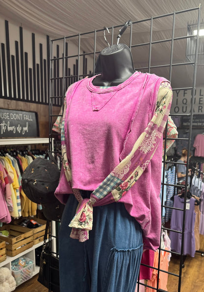 Magenta Mineral Wash Open Shoulder Top by J.Her | Casual Cutout Boutique Top