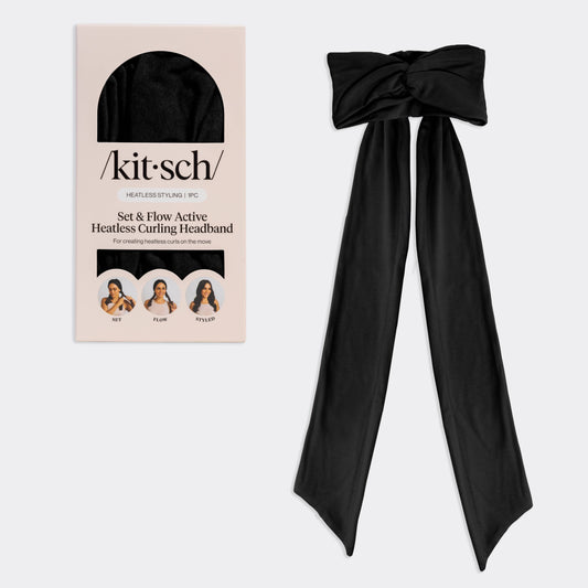 Set & Flow Heatless Curling Headband - Black by Kitsch