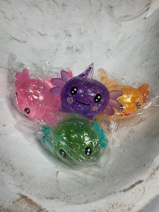 Sparkle Axolotl Squishy Toy | Glitter Squeeze Fidget Sensory Toy