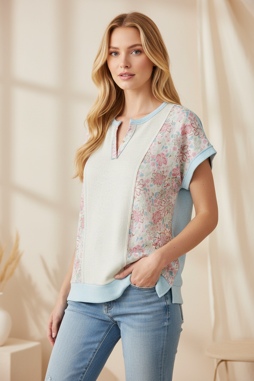 Garden Stroll Contrast Floral Top 🌸