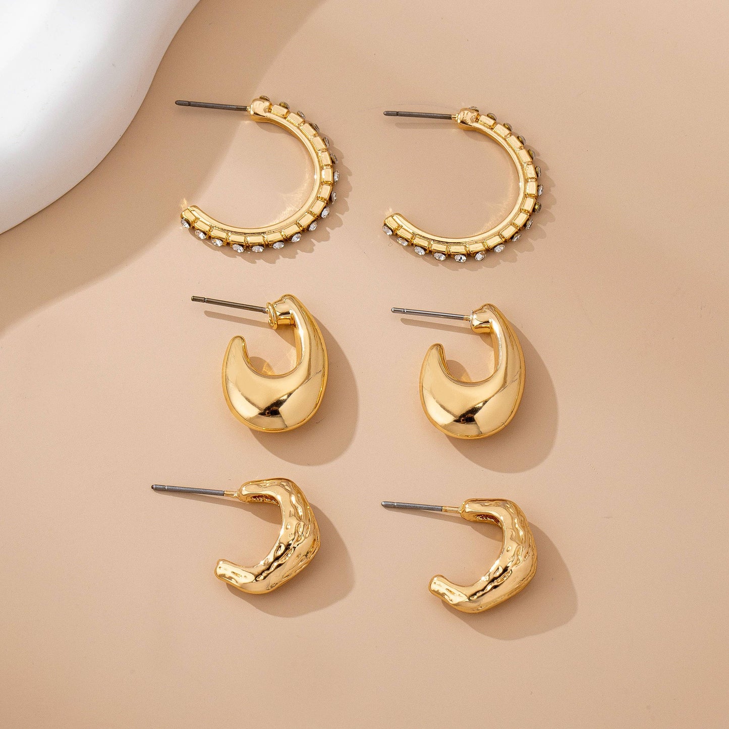 Golden Glow Hoop Earring Set | Hypoallergenic Gold Huggie & Dome Hoop Earrings