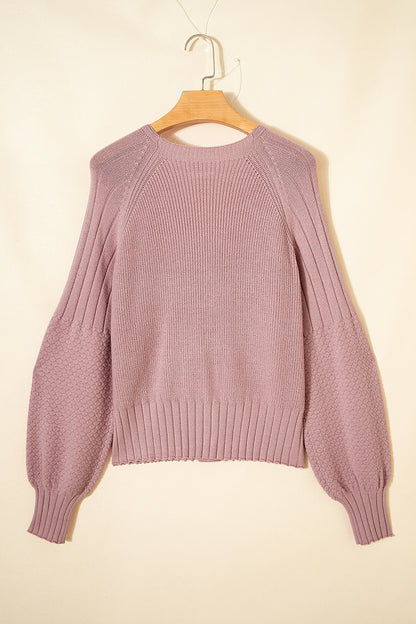 Pretty in Pink Cardigan | Light Pink Mixed Texture Button Sweater