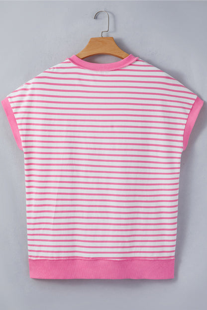 Pink Stripe Button Front High-Low Top 💗