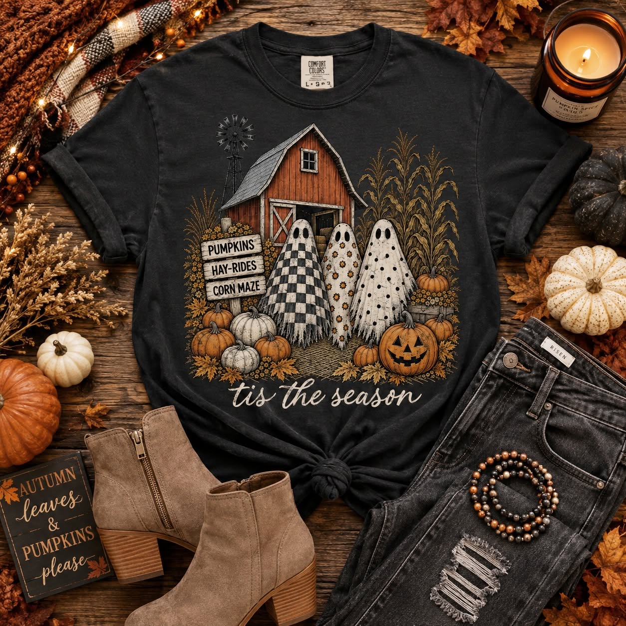 Haunted Harvest Tee | Ghost Pumpkin Patch Graphic T-Shirt