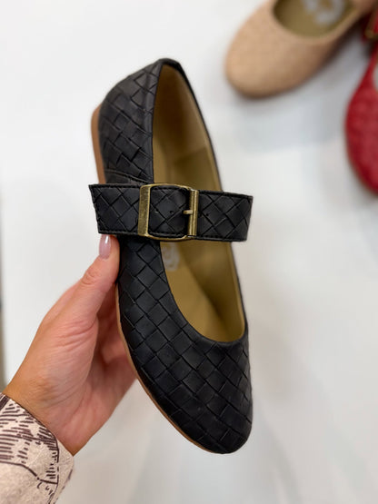 Very G Shelly Mary Jane Flat | Woven Patent-Inspired Buckle Shoe