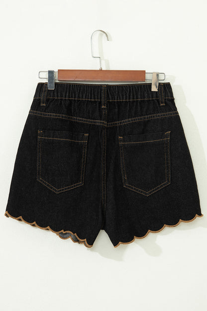 ~PREORDER ~ Scalloped Trim Casual Denim Shorts ~PREORDER ~