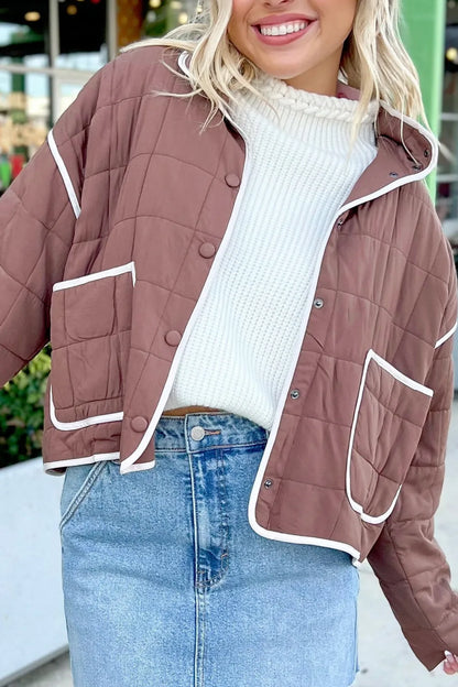 ~PREORDER~ Cocoa Rose Quilted Contrast Trim Jacket ~PREORDER~