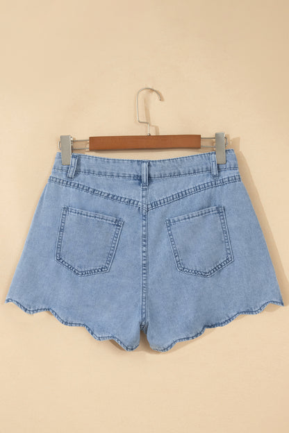 ~PREORDER ~ Myosotis Scalloped Trim Casual Denim Shorts ~PREORDER ~
