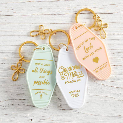 Trust in the Lord Keychain | Proverbs 3:5 Pink Motel Style Christian Keychain