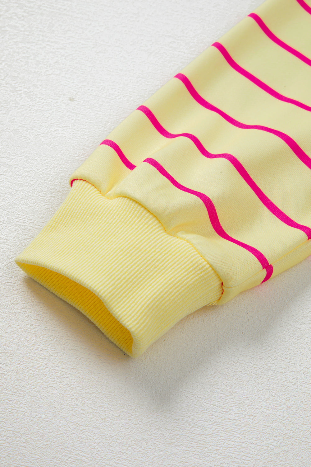 Striped Round Neck Sweatshirt with Overlap Back – Yellow & Pink Stripes