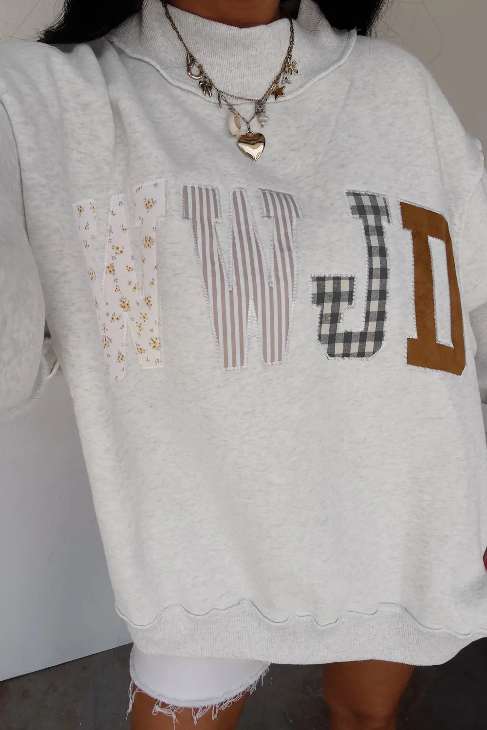 ~PREORDER~ WWJD Patchwork Mock Neck Sweatshirt ~PREORDER~