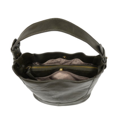 Adele Large Bucket Bag – Vegan Leather Shoulder Purse with 3 Compartments