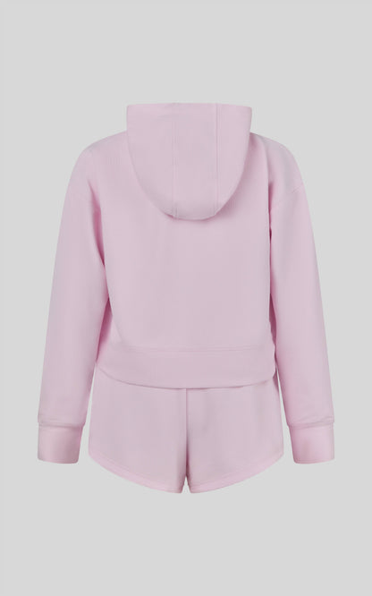 Girls Blush Waffle Hoodie & Shorts Set | Cozy Two-Piece Outfit