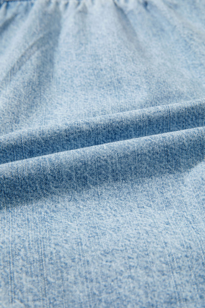 Easy Breezy Frayed Denim Shorts | Elastic Waist Drawstring Boutique Shorts