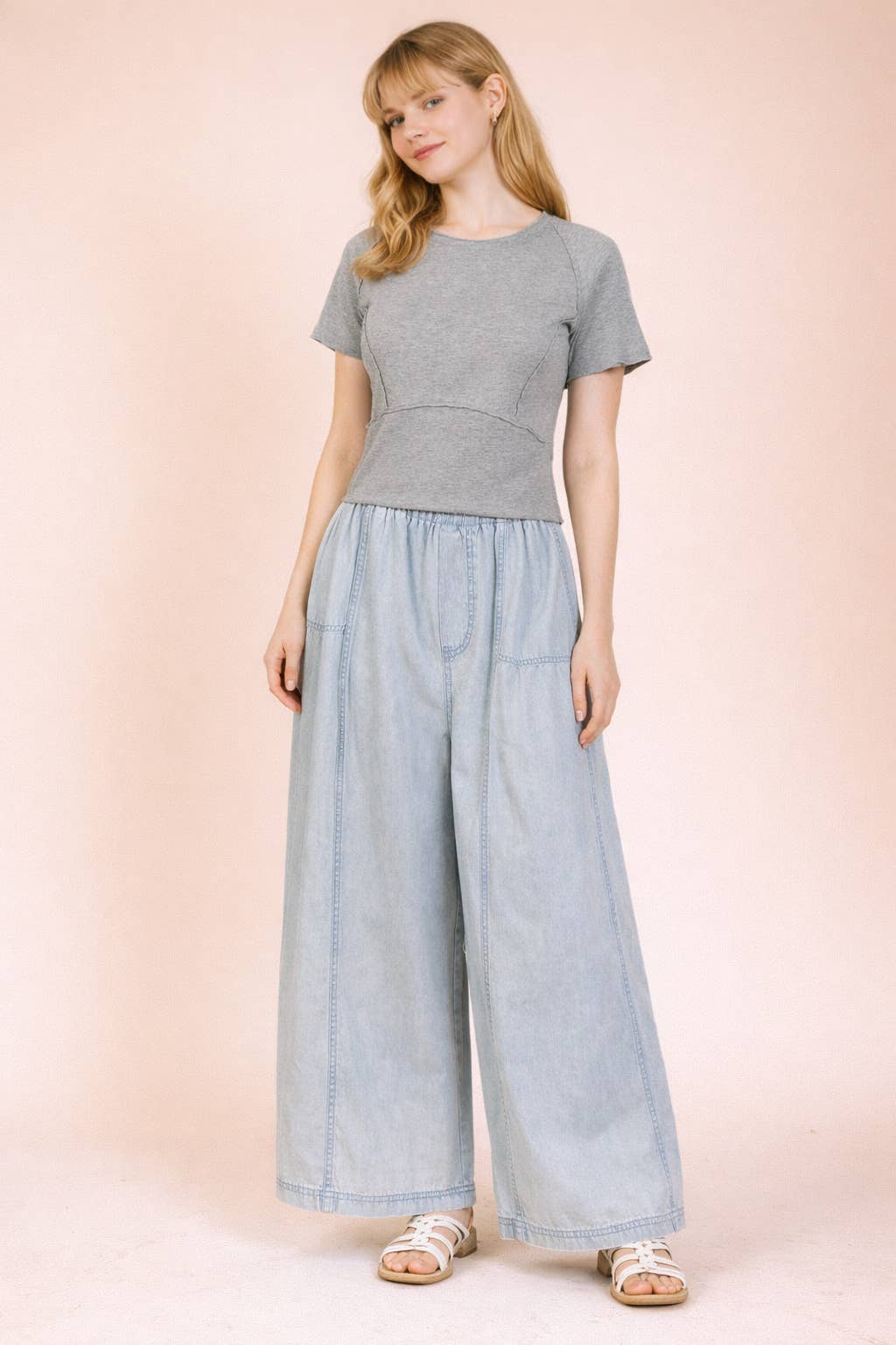Mineral Washed Fitted Crop Top | Raw Edge Short Sleeve Tee