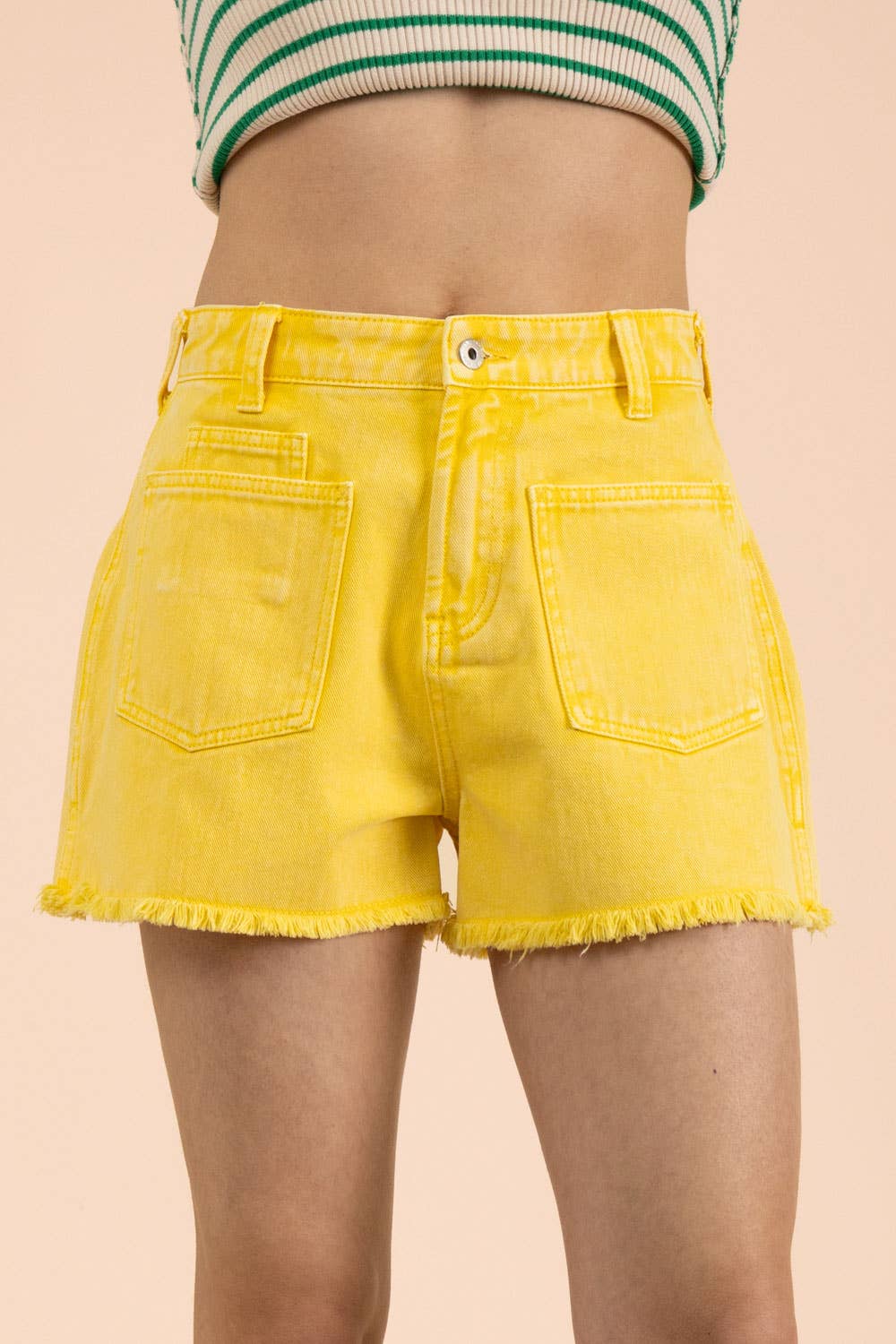 VERY JEAN Mineral Washed Denim Frayed Hem Shorts
