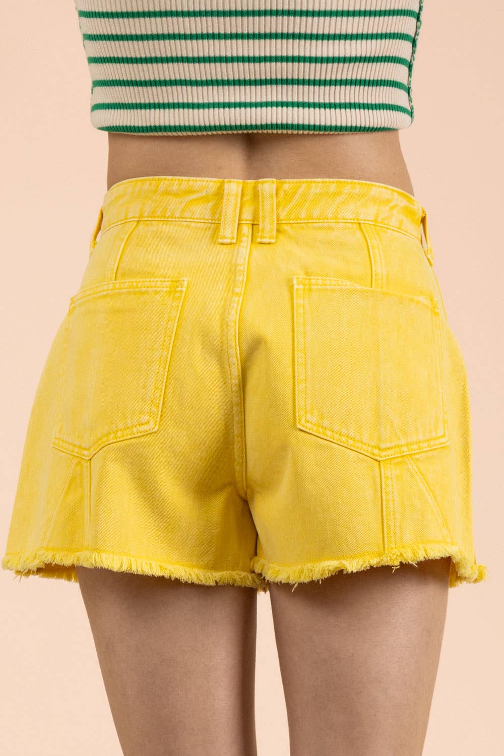 VERY JEAN Mineral Washed Denim Frayed Hem Shorts
