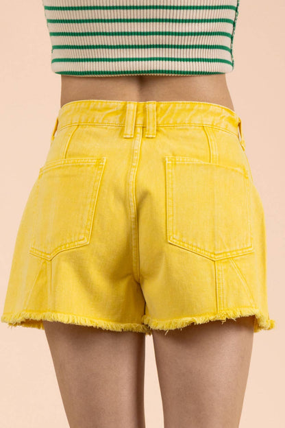 VERY JEAN Mineral Washed Denim Frayed Hem Shorts