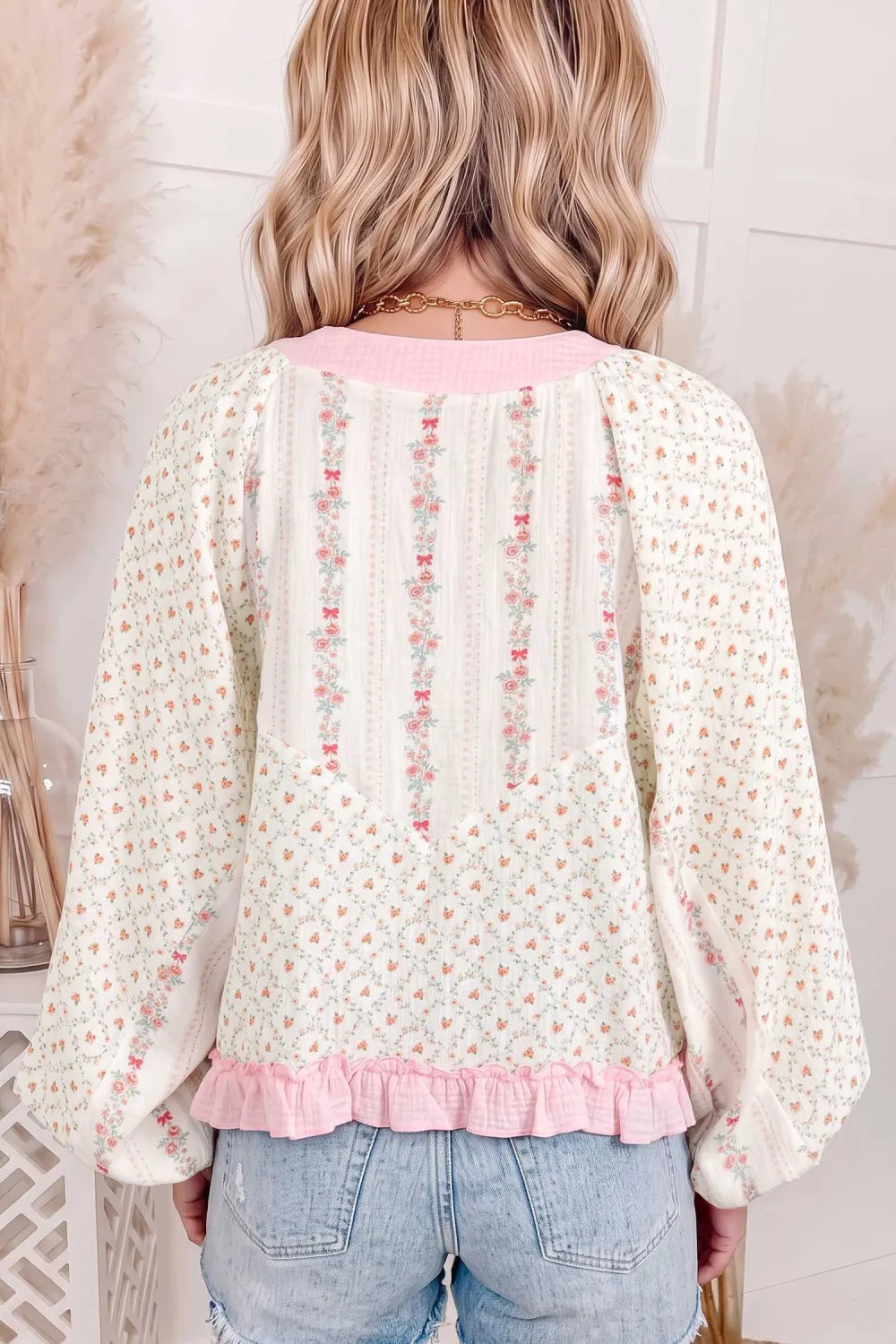 ~PREORDER~ Sweet on You Floral Lace-Up Blouse ~PREORDER~