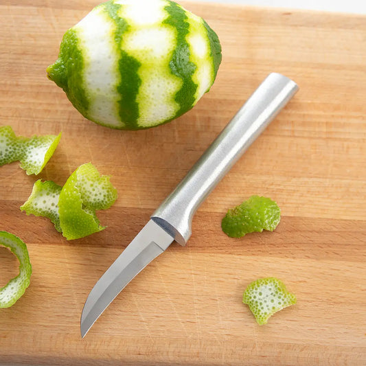 “Granny paring knife with curved blade and silver handle”

“Petite reverse-curve paring knife for strawberries and apples”

“Rada Granny Paring Knife with black resin handle – made in USA”