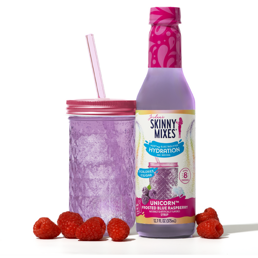 Jordan’s Skinny Mixes Unicorn Frosted Blue Raspberry Hydration Syrup – Zero Sugar Electrolyte Drink Mix