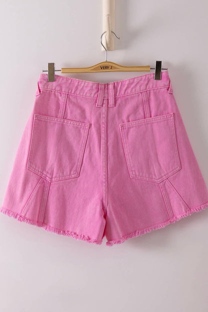 VERY JEAN Mineral Washed Denim Frayed Hem Shorts