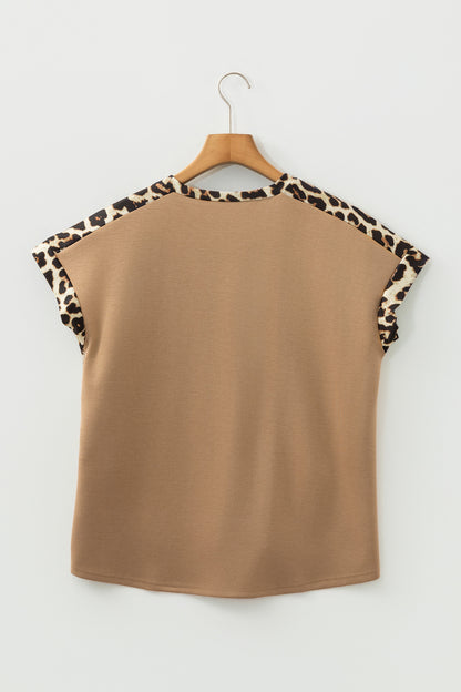 ~PREORDER ~ Light French Beige Leopard Trim Loose T Shirt ~PREORDER ~