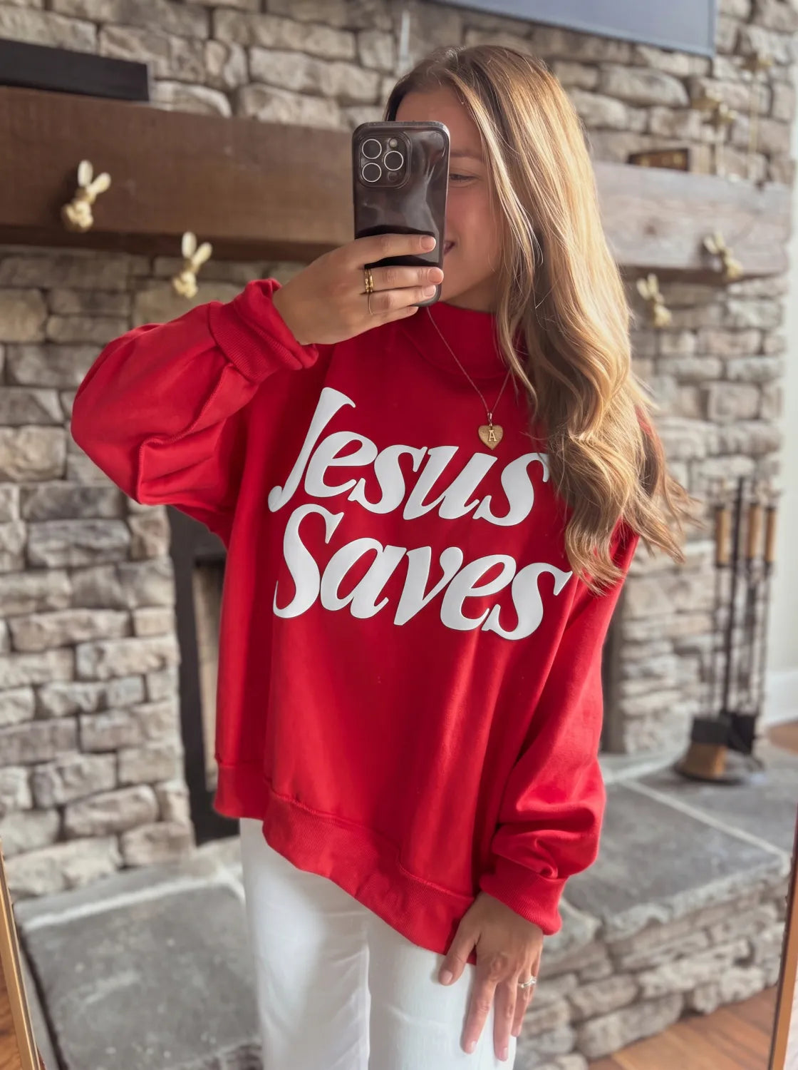 ~PREORDER~ Boldly Saved Red Jesus Saves Sweatshirt ~PREORDER~