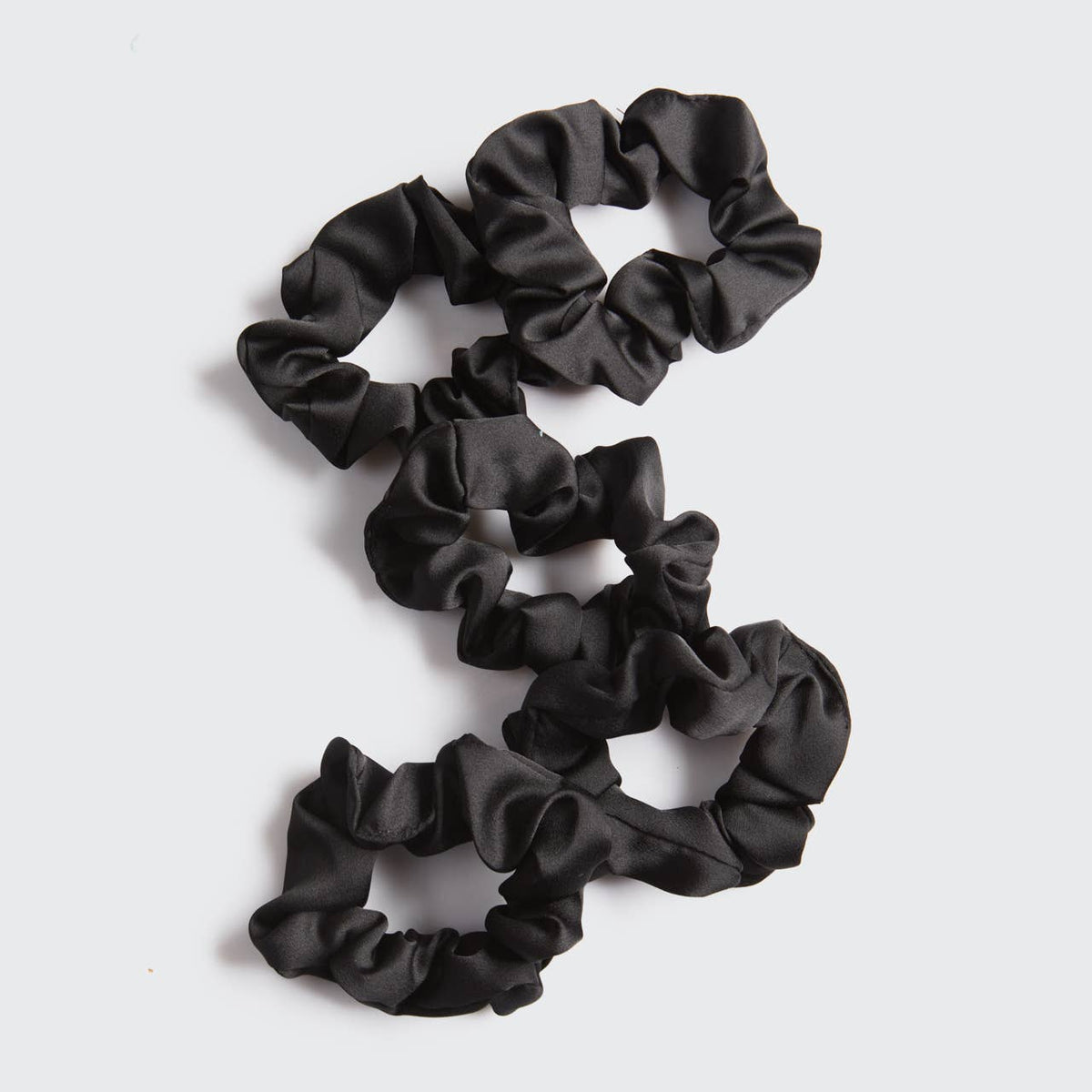 Kitsch Black Satin Sleep Scrunchies | 5-Piece Gentle Hair Scrunchie Set