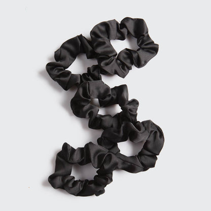 Kitsch Black Satin Sleep Scrunchies | 5-Piece Gentle Hair Scrunchie Set